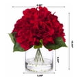 thumbnail image 4 of Enova Home Artificial Flowers Large Silk Hydrangea Fake Flowers Arrangement in Cylinder Glass Vase with Faux Water for Home Office Wedding Decoration (Red), 4 of 4