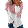 thumbnail image 1 of T-Shirt Ample pour Femme à Manches Longues, Chandail à Enfiler, Haut Patchwork à Col Rond, Blouse pour Usage Quotidien, 1 of 8