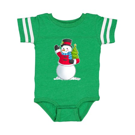 

Inktastic Snowman Holding Christmas Tree Gift Baby Boy or Baby Girl Bodysuit