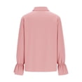 thumbnail image 5 of Babysbule Women's Satin Ruffle Collar Zip Front Blouse, Flounce Cuff Long Sleeve Casual Top for Office & Evening Wear, 5 of 8