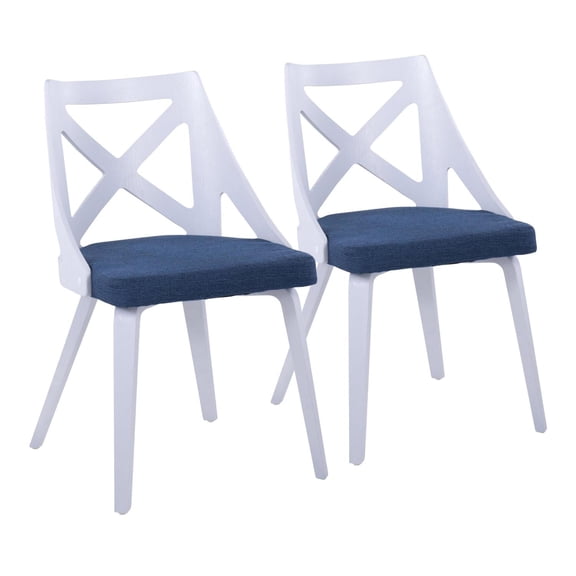 Lumisource Charlotte Set Of 2 Chair In White Textured Wood CH-CHARLOT WTXTBU2