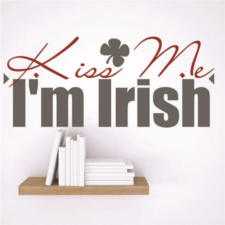 Custom Wall Decal Sticker : Kiss Me I'm Irish St. Patrick's Day Holiday Decoration Quote 6x30