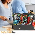 thumbnail image 5 of ELEHOLD for iPad Pro 11 inch 2024 Tri-fold Leather with Pencil Holder Case Kickstand Magnetic Folio Slim Shockproof TPU Cover for iPad Pro 11" 2024,Graffiti, 5 of 9