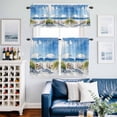 thumbnail image 2 of Summer Beach Kitchen Curtains Valances and Tiers Set of 3 Sun Umbrella Blue Sky Tier Curtains and Valance with Rod Pocket for Small Windows, 27.5"x24", 2 of 9