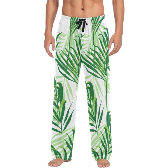 Palm Leaf Ghost Pajama Pants, Men's Lounge Pants Light with Drawstring and Pockets, Christmas New Year Birthday Father's Day Gifts