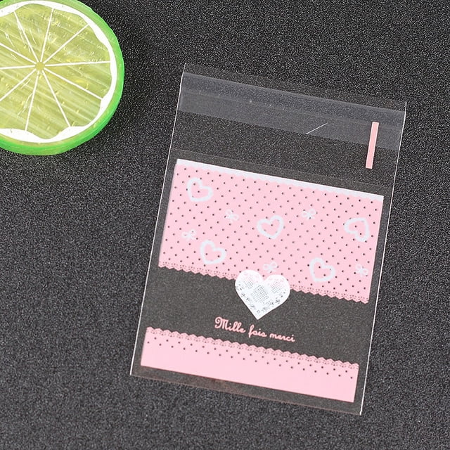 Bolsa de embalaje para hornear galletas, alimentos, dulces, regalo, muestra de prueba, joyería, amor, opp, bolsillo con sellado autoadhesivo