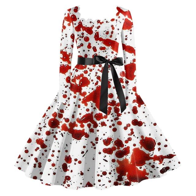 Halloween pour Femmes Robe Tunique Évasée Imprimée Invité de Mariage Tenue Formelle