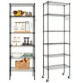 thumbnail image 4 of Qiushi Adjustable 6-Tier Storage Rack with Wheels, 65” H Floor Standing Metal Shelving Unit, 99 lbs/Shelf Tool Organizer Shelf for Garage, Kitchen, Restaurant, Warehouse, Black, 4 of 15