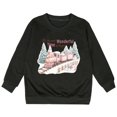 thumbnail image 2 of XXWXYD Girls Christmas Santa Sleigh Print Loose Sweater Fall Winter Casual Knit Pullover for Small Kids Holiday Outfit, 2 of 4