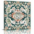 thumbnail image 2 of Teal Green Boho Boho Wall Art Painting on Canvas, Abstract Medieval Vintage Floral Canvas Art Home Prints Wall Art Framed Modern Artwork for Living Room Bedroom Wall Decor 8x8in, 2 of 9