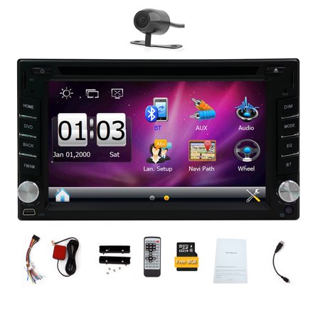 Autoradio 2 Din In Dash Auto Radio GPS Navi Automotive Parts DVD Player Multimedia CD Electronics Car Stereo Headunit In Deck Car Video MP3 Music Touch Screen logo EQ Subwoofer Steering Wheel
