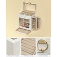 thumbnail image 3 of Jewelry Box with 5 LED Lights,  5-Layer Storage,  3 Side Drawers, PU Leather Jewelry Case, Modern, Gift for Mom, Girlfriend, Daughter, White, 3 of 6