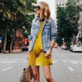 thumbnail image 5 of Horeoi Ripe Yellow Lemon Print Women's Sleeveless Dress Cotton-like Flared Hem Deep Side Pockets Above-Knee, 5 of 6