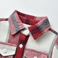 thumbnail image 4 of IBTOM CASTLE Toddler Kids Boys Girls Flannel Plaid Shirt Jacket Long Sleeve Lapel Button Down Pocketed Shirts Regular Fit Casual Fall Winter Coat 8-9 Years Red + White, 4 of 9