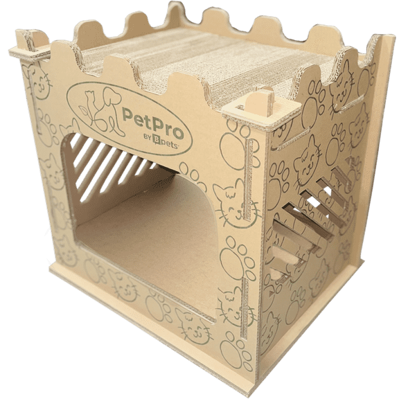 PetPro Royal Retreat, Castle Cat House, Premium Corrugated Cardboard, Double-Layer Scratcher, Indoor Cat House,Eco-Friendly, Cardboard Cat Scratcher