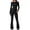 Black, variant on WREESH Womens Long Sleeve Jumpsuits Spring and Fall Tight Waistband One Pieces Jumpsuit Yoga Workout Clothes Black