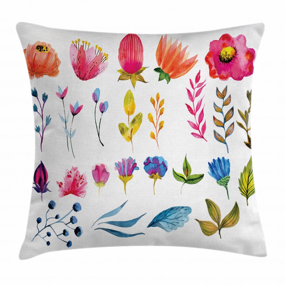 Watercolor Throw Pillow Cushion Cover, Various Types of Gardening