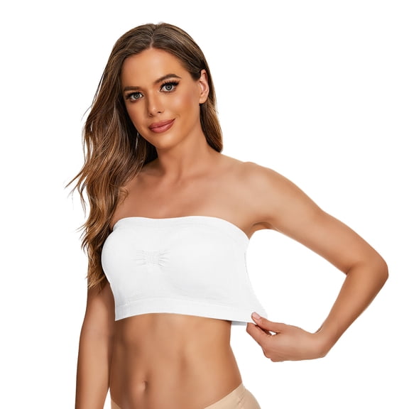 Xijirk Tank Tops Seamless Convertible Bandeau Bra Strapless Bralette Non Padded Wire Free Comfort Layer Top Camisole Tops for Women,White,3XL