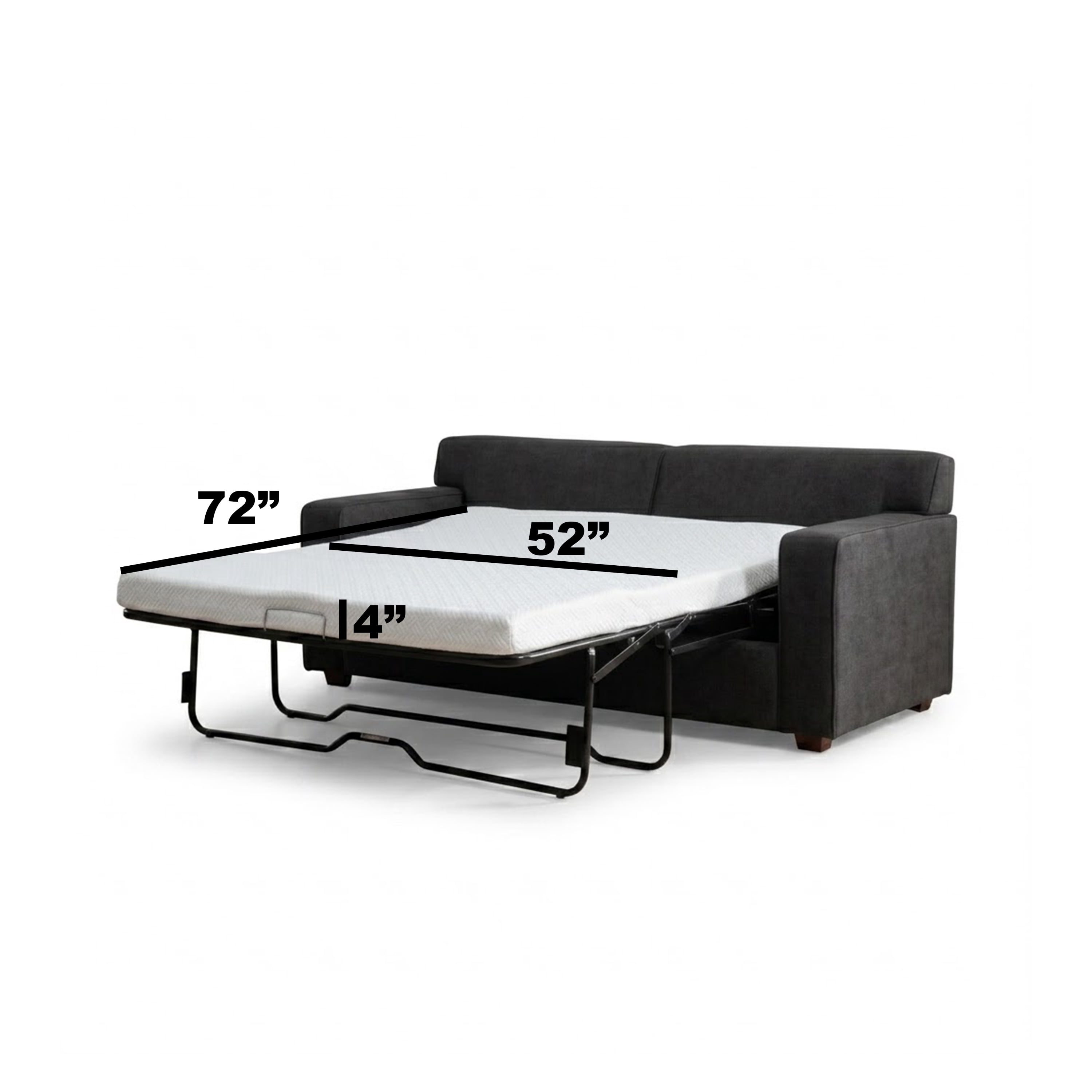 76" Modern Loveseat Sleeper Sofa with 4" Full Bed & 2 Pillows, Dark Gray