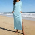 thumbnail image 2 of Guluxicc Casual Maxi Dress for Women Round Neck Long Sleeve Pockets Side Slit Loose Loungewear Dress, 2 of 6