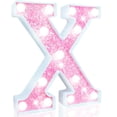 thumbnail image 1 of Letra LED Pooqla con purpurina rosa, funciona con pilas, 1 of 6