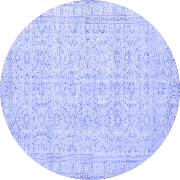 Ahgly Company Machine Washable Indoor Round Persian Blue Traditional Area Rugs, 6' Round