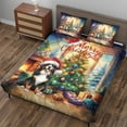 thumbnail image 3 of Merry Christmas Bernese Mountain Dog Santa Hat Xmas Tree Winter Holiday Quilt Bedding Set Berner Lover Gifts 1 Blanket Bed Cover 2 Pillowcases - 01013, 3 of 5