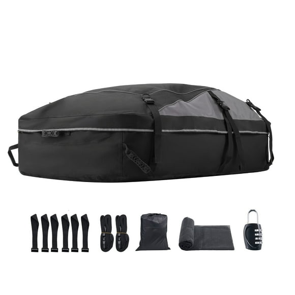 KFFKFF Car Rooftop Cargo Carrier Bag, 21 Cubic Feet Cargo Carrier for Car Roof, 100% Waterproof 900D Oxford Cloth Roof Luggage Bag for All Vehicle with/without Rack- with Lock
