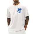 thumbnail image 3 of Fengqque Men's Crewneck T-Shirt Short Sleeve Tees Coconut Tree Printed Loose Summer Basic Tops White-B XXL(XXL), 3 of 5