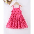 thumbnail image 3 of 5T Baby Girls Dress 6Y Girls Sleeveless Dress Heart Print Little Girls Summer Floral Dress Suspender Dress Rose Red, 3 of 8