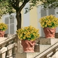 thumbnail image 6 of 6 Bundles Artificial Flowers Outdoor UV Resistant Fake Silk Flowers Faux Plastic Plants Garden Porch Window Box Pot Spring Summer Home Floral Decorations (Yellow), 6 of 8