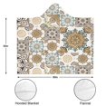 thumbnail image 3 of Wearable Blanket,Brown Ethnic Floral and Mandala Pattern Hooded Wearable Sherpa Blanket for Adults & Teens,Winter Poncho Shawl Wrap Cape Thick Warm,50"x60", 3 of 5