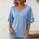 thumbnail image 4 of Puntoco Liquidación de blusas cortas para mujer, blusa holgada informal de manga corta a la moda para mujer, 4 of 5
