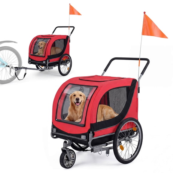 Infans Dog Bike Trailer w/Universal Bicycle Coupler, Caster Front Wheel, Reflectors