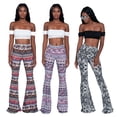 thumbnail image 3 of Pantalones ajustados acampanados de mujer con estampado de moda, pantalones de algodón puro, 3 of 6