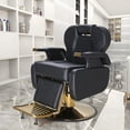 thumbnail image 4 of Barber Chairs for Barbershop, Heavy‑Duty Hydraulic 360° Swivel Reclining Salon Furniture, Adjustable PU Leather Styling Chair for Spa & Beauty Salon, Black/Gold, 4 of 7
