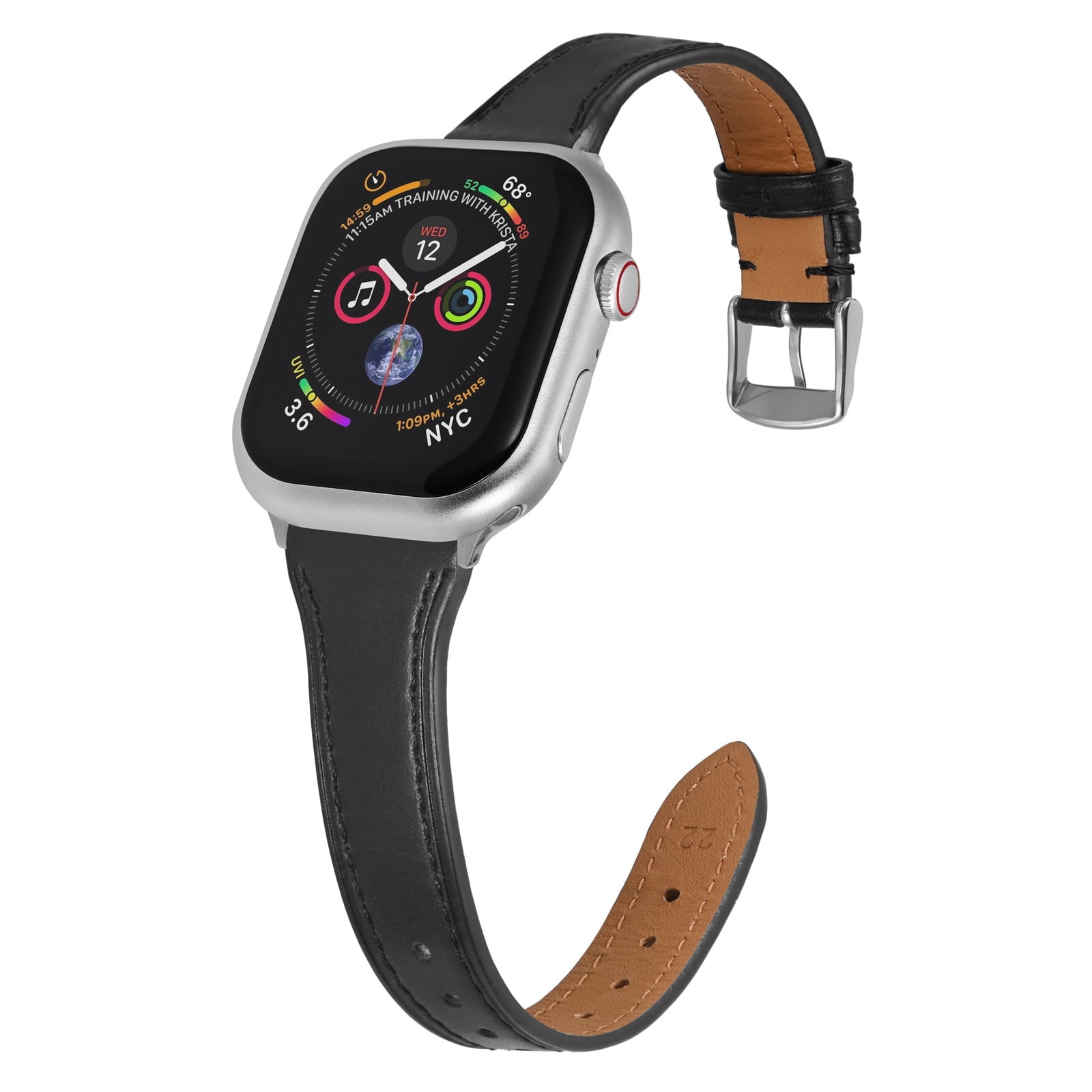 Slim Leather Band Compatible with Apple Watch Band 40mm 38mm 41mm 42mm 44mm 45mm 49mm Women, Top Grain Genuine Leather Strap Thin Watch Wristband for iWatch Series 9 8 7 6 5 4 3 2 1 SE Ultra 2