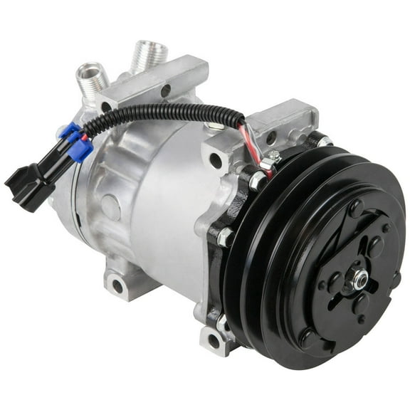 AC Compressor & 132mm Double V-Belt A/C Clutch Replaces Sanden SD7H15 4752 w/ 12v Coil & 2-Wire Clutch Switch - BuyAutoParts
