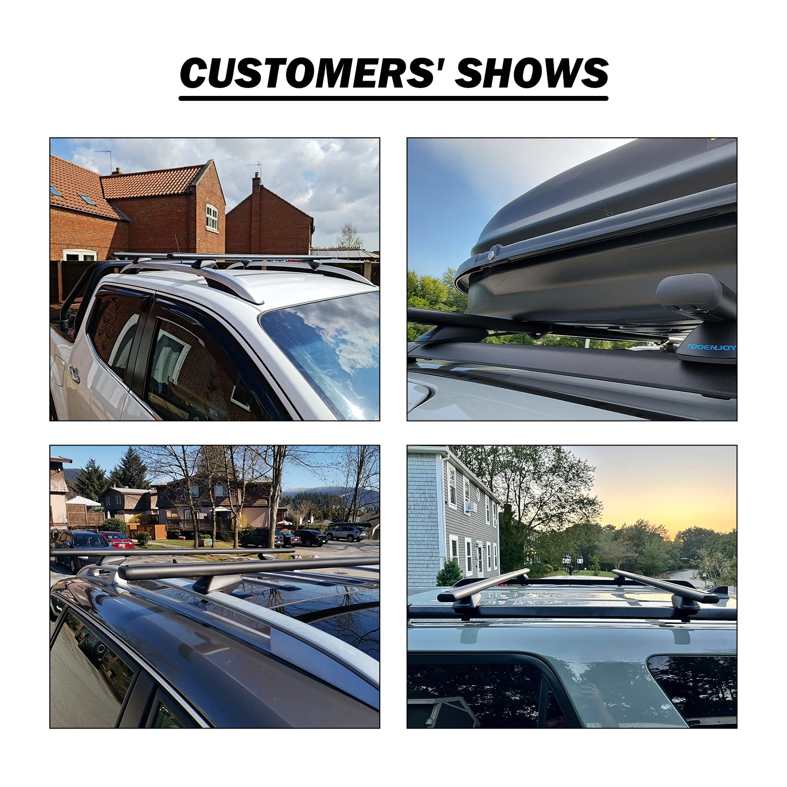 COWVIE 48'' Roof Rack Cross Bars, Adjustable Aluminum Cargo Bars Fits Most Existing Raised Side Rails with Gap