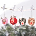 thumbnail image 4 of tasrioml Pom Pom Reindeer Christmas Ornament Plush Elk Hanging Ornaments Wooden Deer Slices Xmas Tree Pendants for Home Party Holiday Decor, 4 of 8