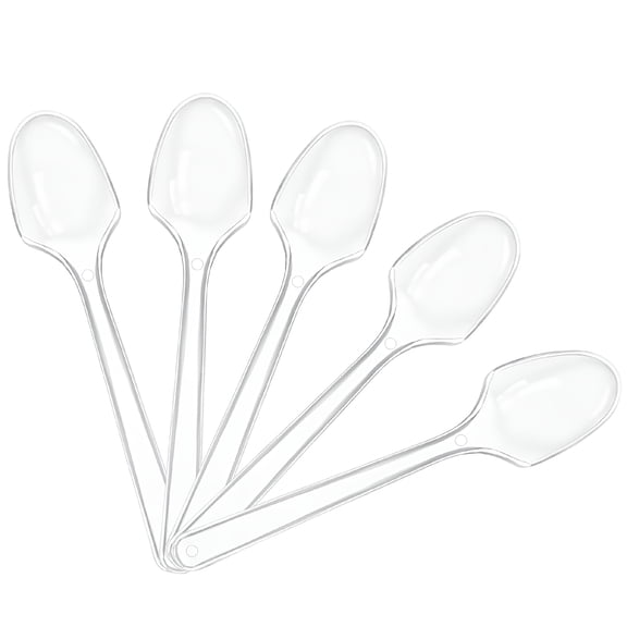ACDANC 100 Clear Plastic Spoons,Heavy Duty Disposable Silverware