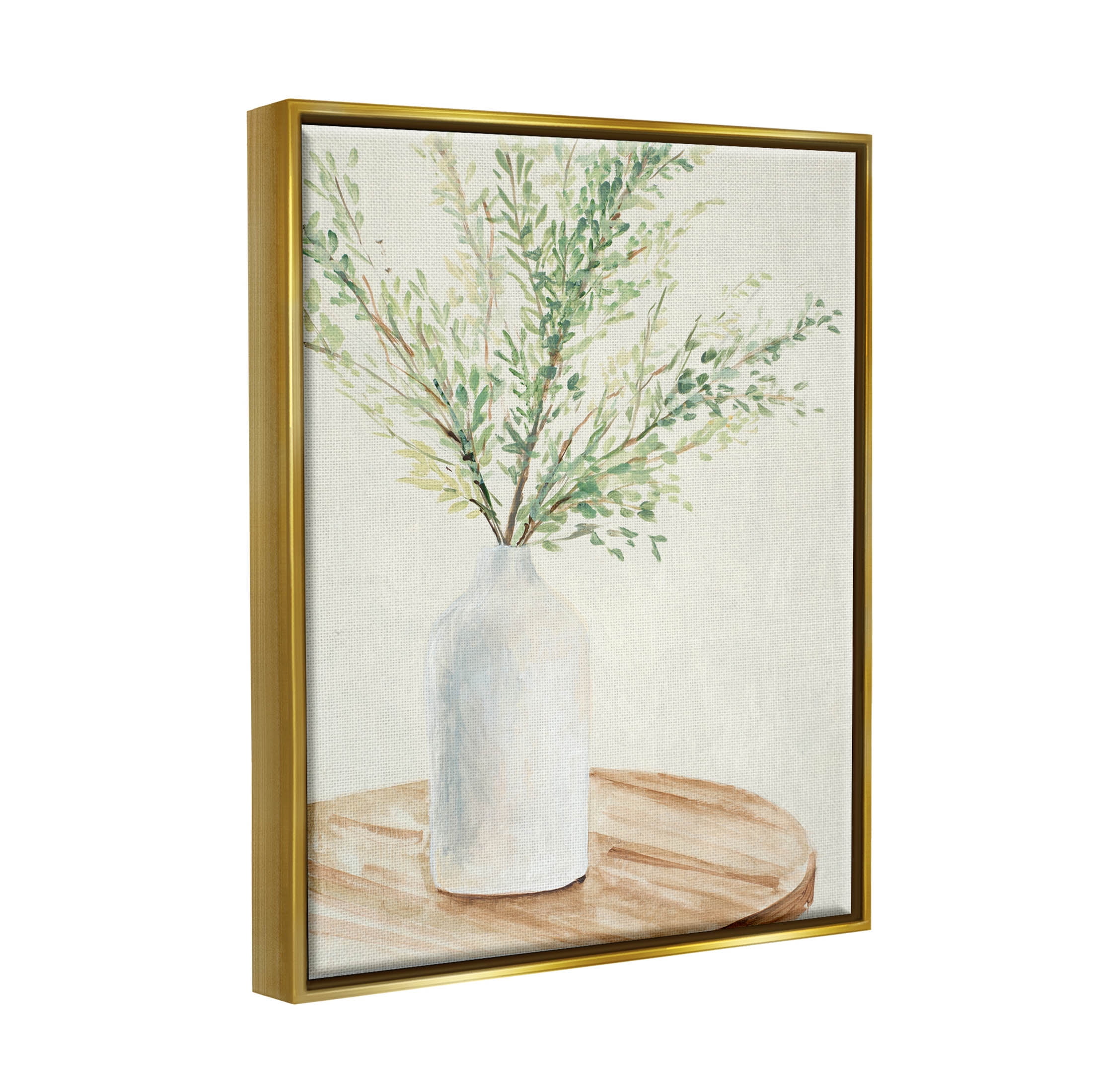 Stupell Industries Tranquil Botanical Still Life Painting Metallic Gold Floating Framed Canvas Print Wall Art, Design by Lanie Loreth