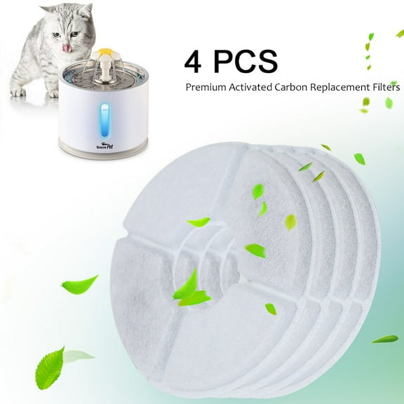 BeaconPet Upgrade 2.4L Pet Water Fountain Automatic Electric Circulating Pet Water Fountain Dogs / Cats Drinking Bowl Water Dispenser with Filter, White (Only 4pcs Filters)