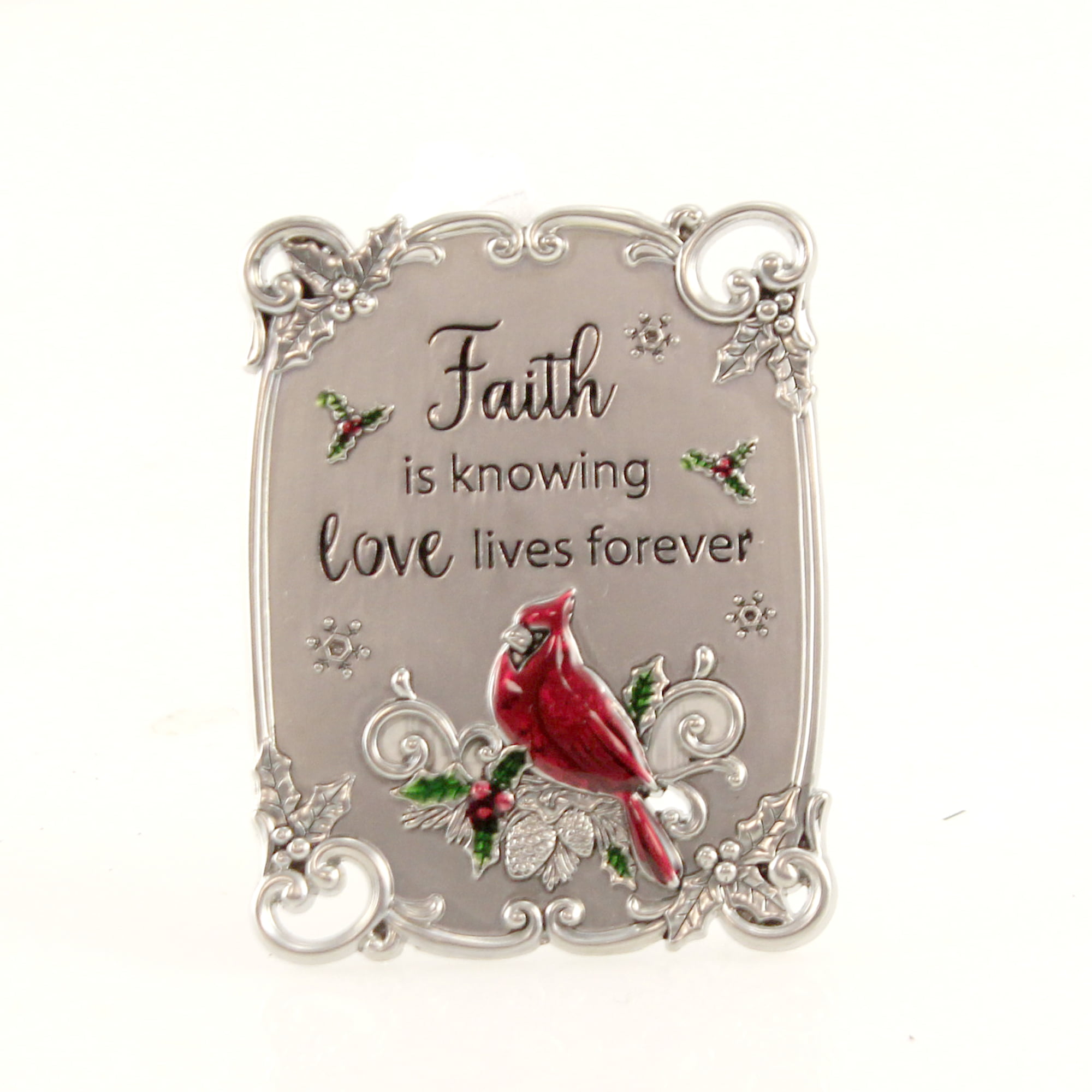 from Ganz NEW Mini Plaque/Ornament w/Cardinal "Love lives forever" 