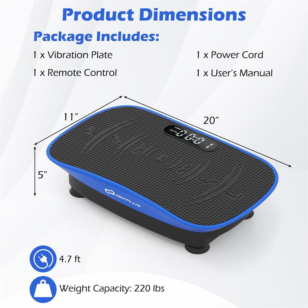 Choco Moon Vibration Plate Exercise Machine for Lymphatic Drainage and Weight Loss with 10 Speed Intensities, Indoor Fitness Equipment-Navy
