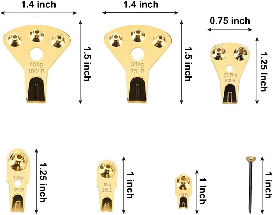 Heavy Duty Picture Hanging Kit With Nails for Wooden/Drywall - Professional Hangers for Canvas, Office Pictures, Clock, House Decoration