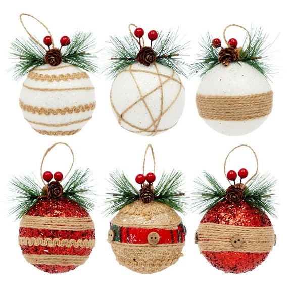 Juvale 6-Pack Rustic Christmas Tree Ornaments, 3 x 5.4 Inches Farmhouse Holiday Decorations, Assorted Designs, Ideal for Hanging on Christmas Trees, Fireplace, and Living Room