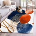 thumbnail image 2 of Navy Blue Burnt Orange Large Area Rugs for Bedroom Living Room, Soft Non Slip Carpet Bedside Rug, Middle Century Modern Geometric Rectangle Floor Cover Kitchen Accent Rug 2.7'x5' for Office, 2 of 9