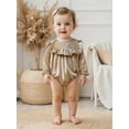 thumbnail image 5 of Miaouyo Infant Baby Girls Velvet Fall Romper 0 3 6 12 18 Months Fashionable Solid Color Ruffled Round Neck Long Sleeve Bubble Jumpsuit, 5 of 9