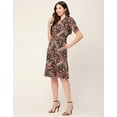 thumbnail image 4 of Moomaya Womens Printed Lapel Collar Dress Puffed Sleeves Knee Dress With Pockets, 4 of 8